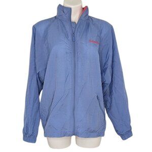 VTG Reebok Blue Purple Collapsible Hood Full Zip Windbreaker Track Jacket